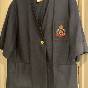 Vintage Chaus Navy Blue Blazer with Embroidered Crest